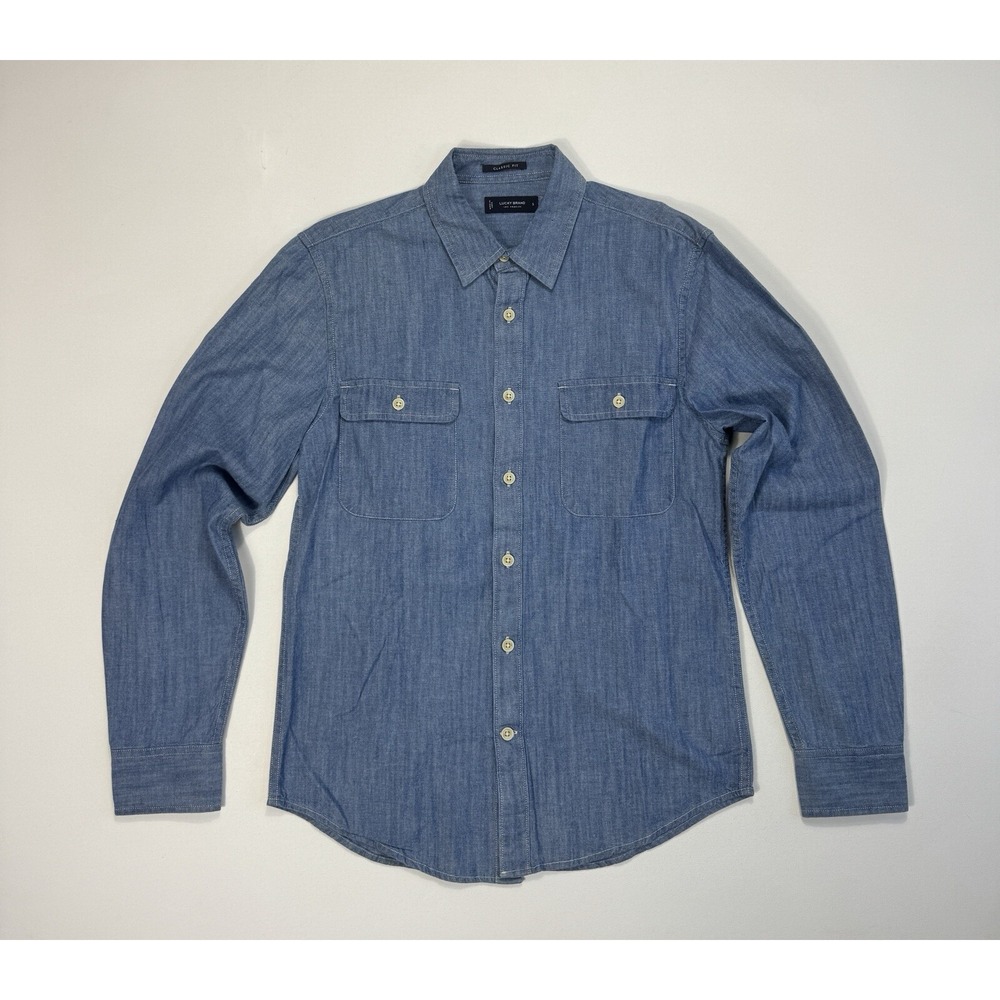 Lucky Brand Classic Fit Mens Small Denim Button Shirt Casual Work Pockets Cowboy
